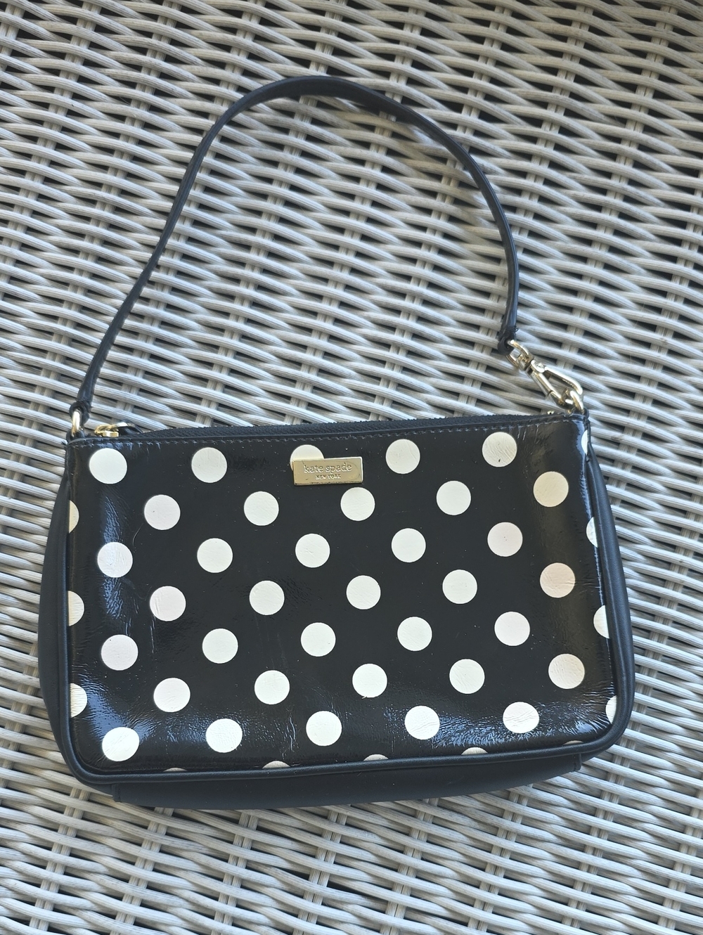 kate spade Black and White Polka Dot Wristlet Clutch